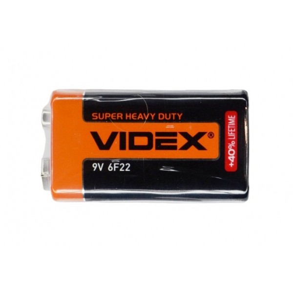 Батарейка, сольова, Videx, 6F22, крона, 9V